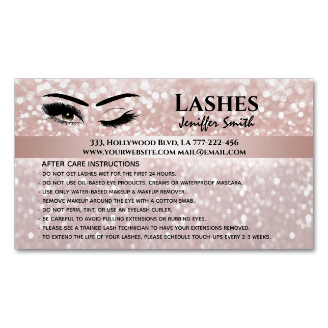 Professional chic glittery lashes after care 	Magnetic business card (Front)