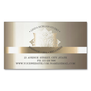Professional Chic Gold Lotus Flower Magnetic Business Card