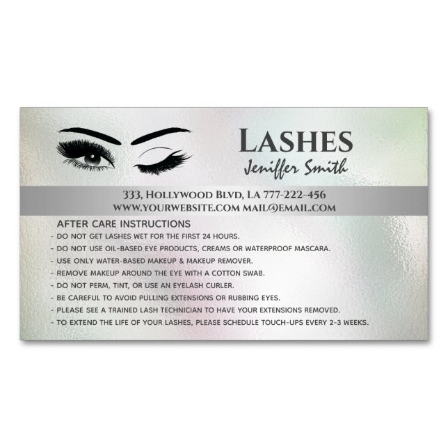 Professional chic holographic lashes after care 	Magnetic business card (Front)