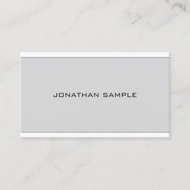 Professional Chic Modern Minimalist Grey Sleek Business Card (Front)