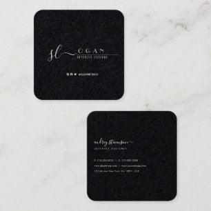 Professional Chic Signature Deep Premium Black Square Business Card