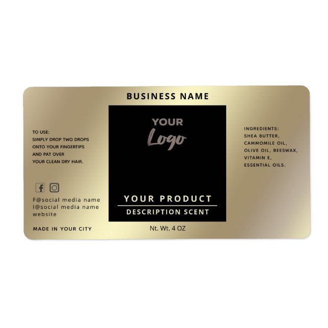 Professional chic simple logo  gold product label (Front)