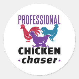 Professional Chicken Chaser Colourful Chickens Classic Round Sticker