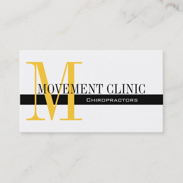 Professional Chiropractic Business Cards Yellow (Front)