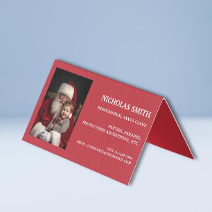 Professional Christmas Photo Santa Claus Folded Business Card
