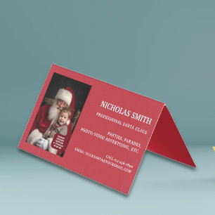 Professional Christmas Photo Santa Claus Folded Business Card