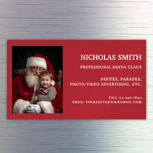 Professional Christmas Santa Claus Photo Magnetic Business Card