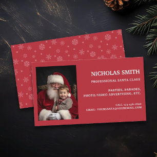 Professional Christmas Snowflake Santa Claus Photo Business Card