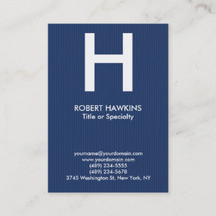 Professional chubby blue white modern monogram business card