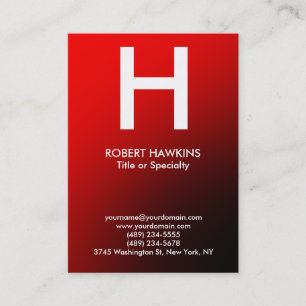 Professional chubby red white modern monogram business card