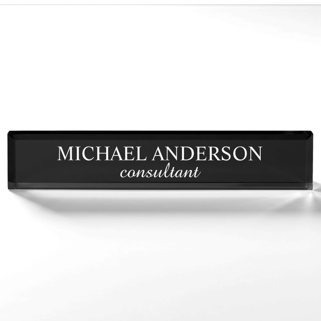 Professional Classic Black and White Nameplate (Front)