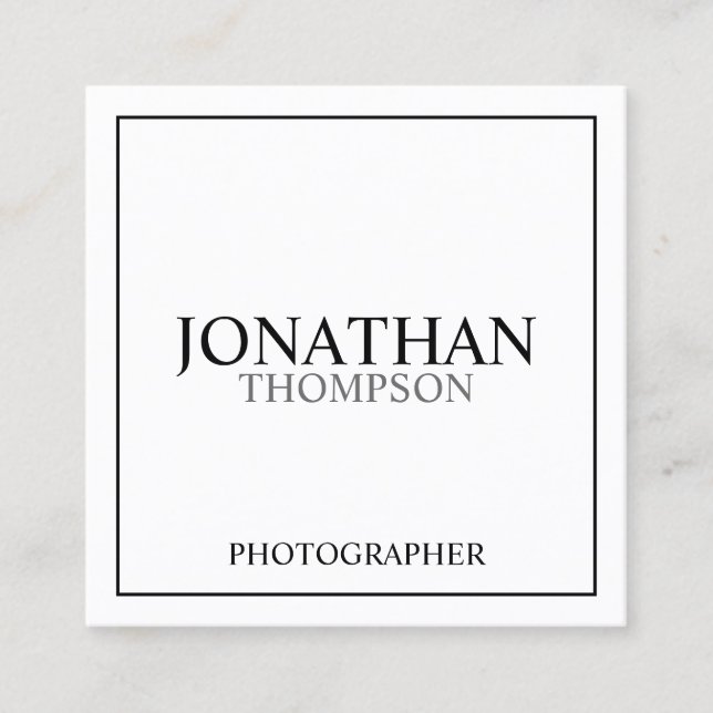 Professional Classic Black and White Square Business Card (Front)