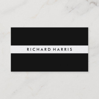 Professional Classic Black ~ Silver Metal Stripe Business Card