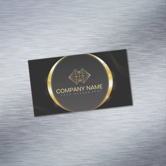  Professional Classic Elegant Black Gold  Magnetic Business Card (In Situ)