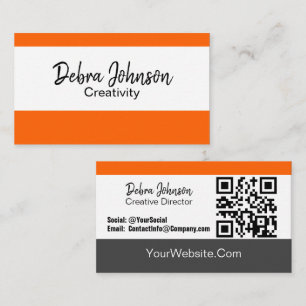 Professional Classic Modern Stripes QR Code  Business Card