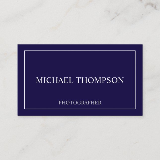 Professional Classic Navy Blue and White Business Card (Front)