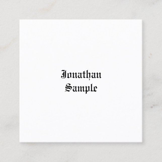 Professional Classic Nostalgic Look Artistic Plain Square Business Card (Front)