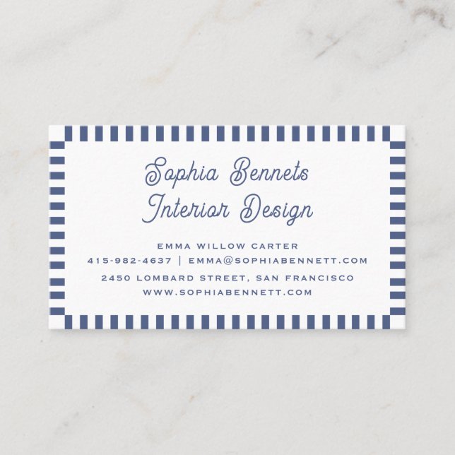 Professional Classic Retro Clean 70s 80s Blue Business Card (Front)