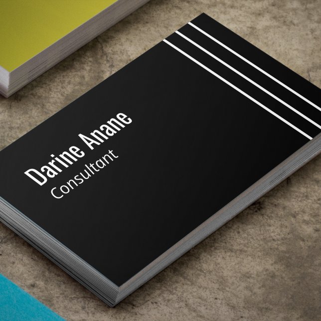 Professional Classic Stripes Black & White Lines   Business Card (Creator Uploaded)