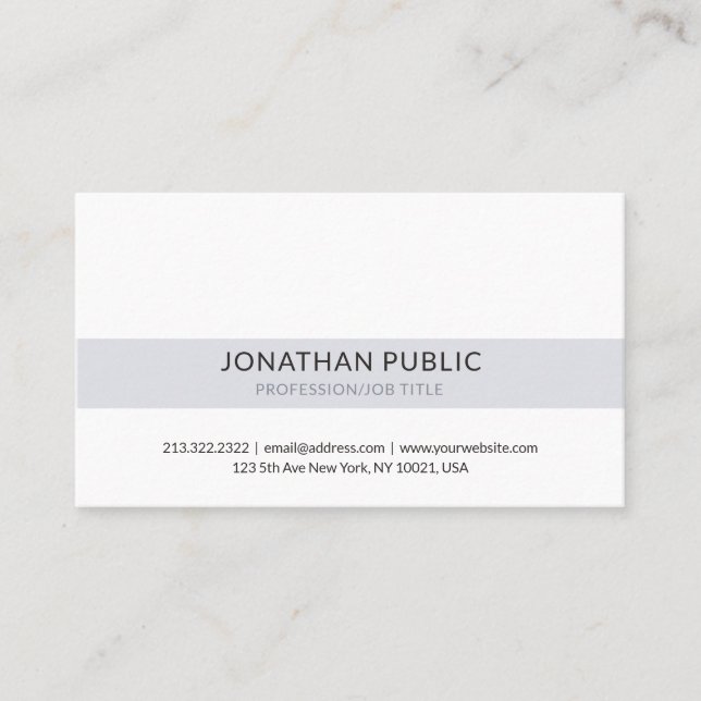 Professional Classic Stylish Grey White Simple Business Card (Front)