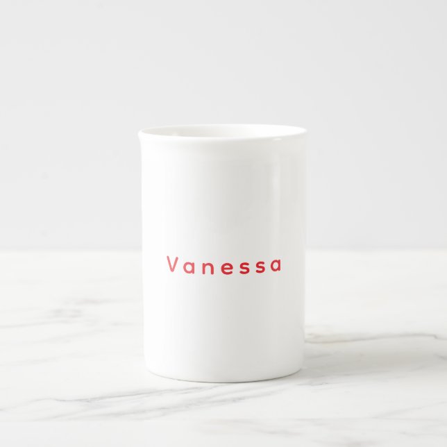 Professional classical calligraphy name custom red bone china mug (Front)