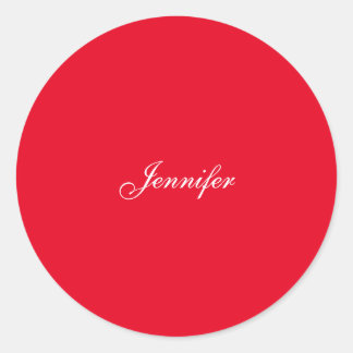 Professional classical handwriting name custom red classic round sticker