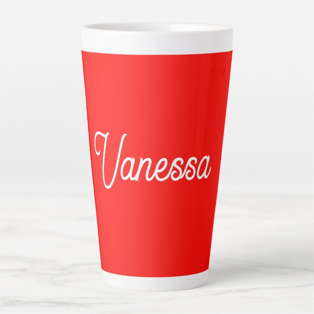 Professional classical handwriting name custom red latte mug (Front)