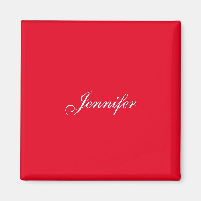 Professional classical handwriting name custom red magnet (Front)