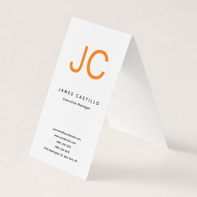 Professional Classical Monogram Minimalist Plain Business Card (Front)