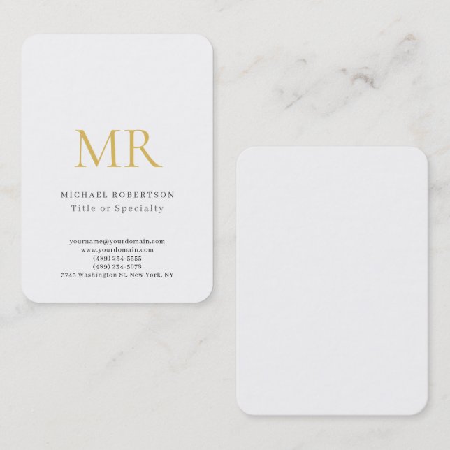 Professional Classical Monogram Minimalist Plain Business Card (Front/Back)