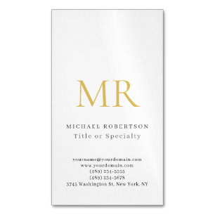 Professional Classical Monogram Minimalist Plain Magnetic Business Card