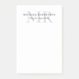 Professional Classical Monogram Minimalist Plain Post-it Notes