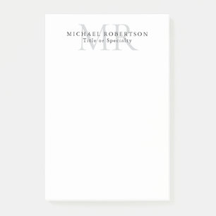 Professional Classical Monogram Minimalist Plain Post-it Notes