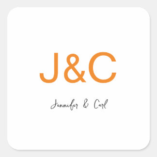 Professional Classical Monogram Minimalist Plain Square Sticker