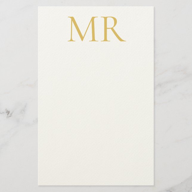 Professional Classical Monogram Minimalist Plain Stationery (Front)