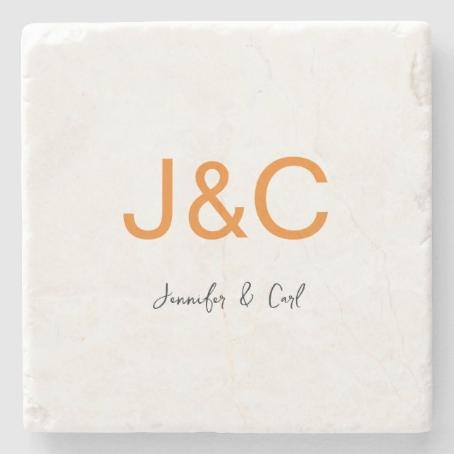 Professional Classical Monogram Minimalist Plain Stone Coaster (Front)