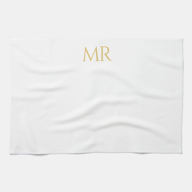 Professional Classical Monogram Minimalist Plain Tea Towel (Horizontal)