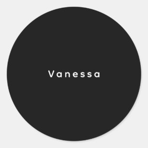 Professional classical plain name custom black classic round sticker