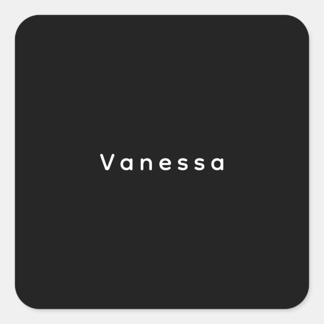 Professional classical plain name custom black square sticker (Front)