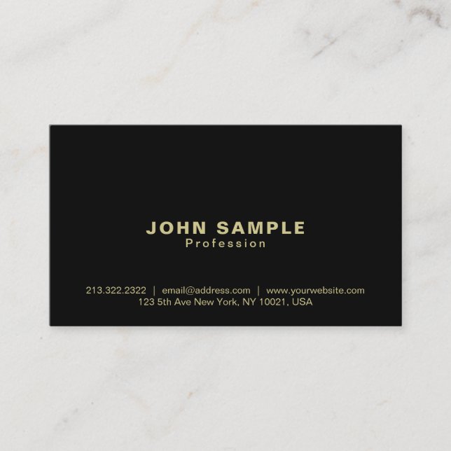 Professional Classy Black Gold Modern Simple Business Card (Front)