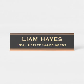 Professional Classy Modern Black Gold Office Desk Name Plate