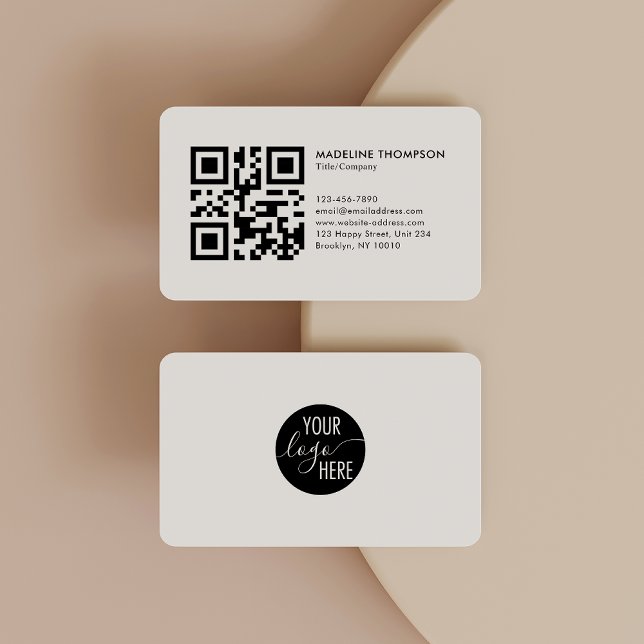 Professional Clean Generic Company Logo QR Code Business Card (Creator Uploaded)