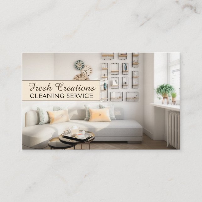 Professional Clean Interior Housecleaning Service Business Card (Front)