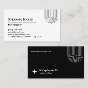 Professional Clean Minimalist Black White Elegant Business Card