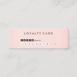 Professional Clean Minimalist Blush Linen Loyalty Mini Business Card