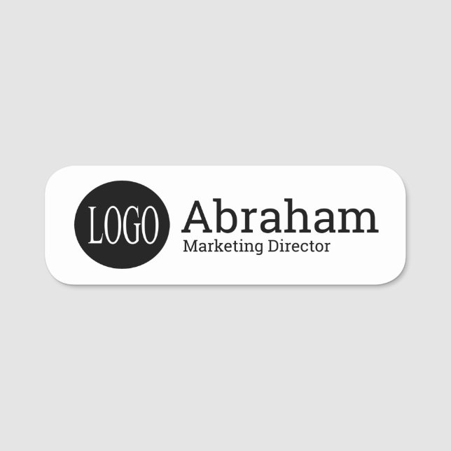 Professional Clean Modern Business Logo White Name Tag (Front)