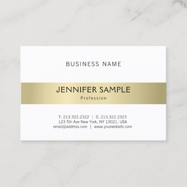 Professional Clean Plain Elegant Gold Look Modern Business Card (Front)