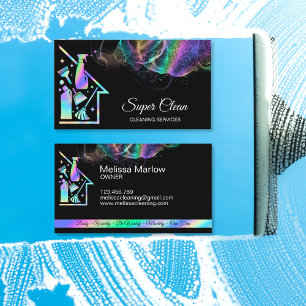 Professional Cleaning Holographic Janitor Services Business Card