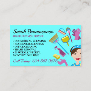 Professional Cleaning/Janitorial Housekeeping Business Card