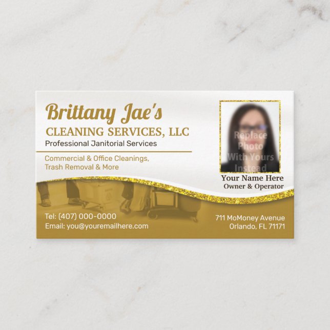 Professional Cleaning/Janitorial Housekeeping Serv Business Card (Front)